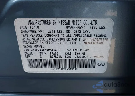 2019 Infiniti Q50 Luxe z USA, uszkodzony, nr VIN JN1EV7AP5KM515439